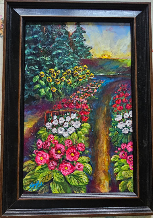 In the Garden with Gil 10x15 Acrylic Painting