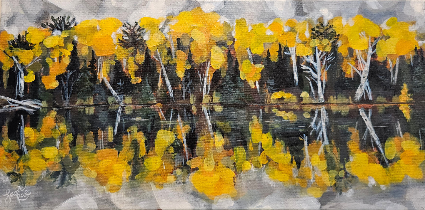 Mirrored Fall 12x24 Acrylic Painting