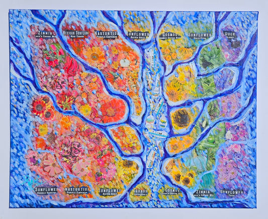 Botanical Divide 24x30 Mixed Media Painting