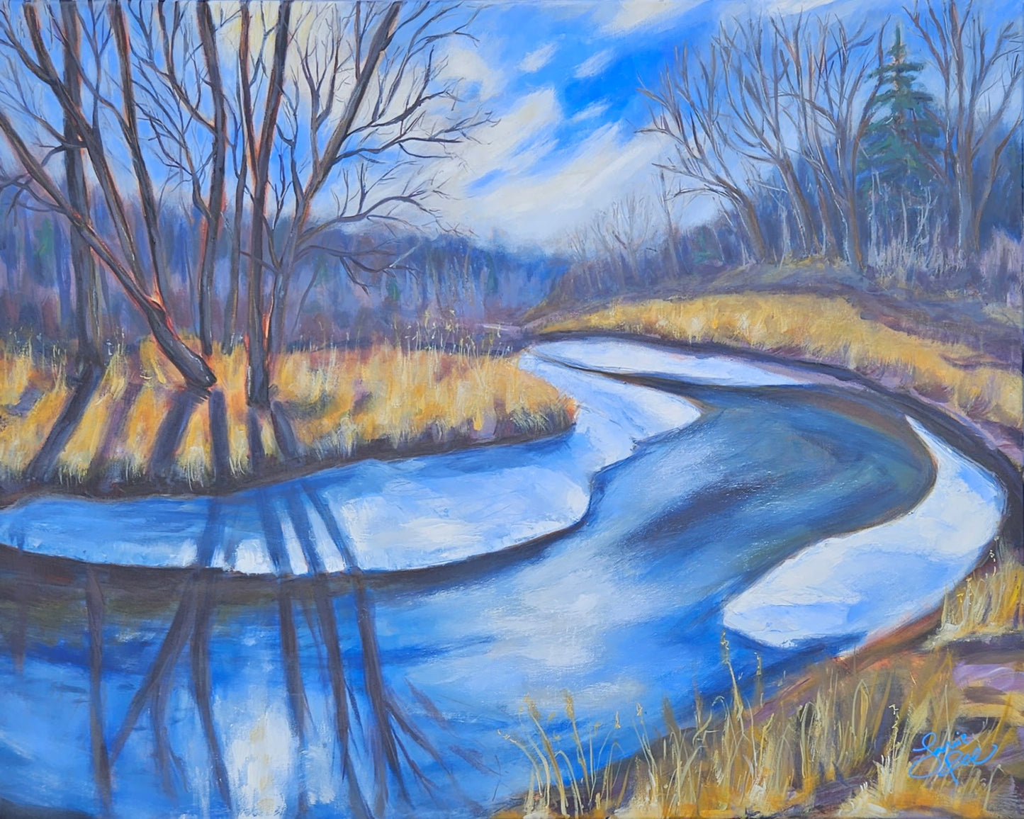 Spring Ox Bow Bend 24x30 Acrylic Painting