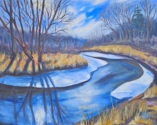 Spring Ox Bow Bend 24x30 Acrylic Painting