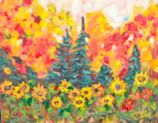 The Edge of Summer and Fall 14x18 Acrylic Painting