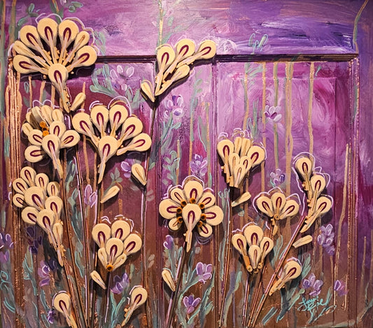 Piano Petals 24x27 Mixed Media