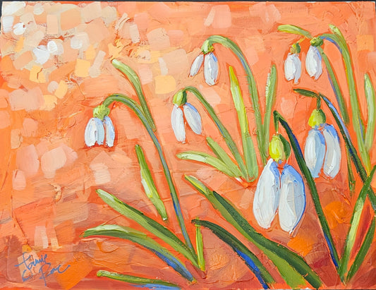 Little Flowers of the Snow 12x16 Acrylic Painting