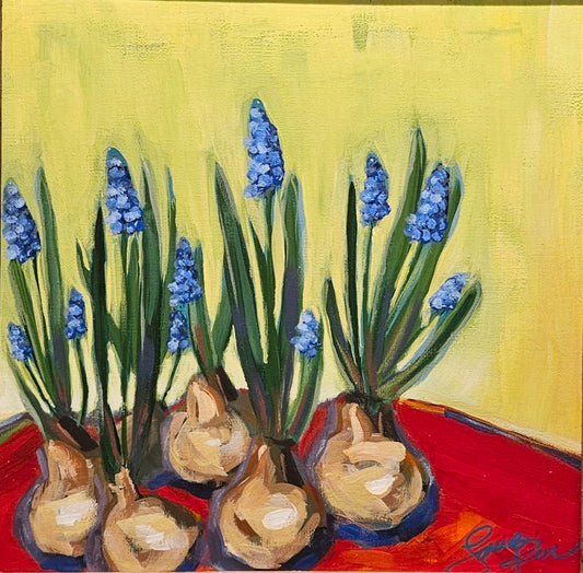 Muscari Emerging 12x12 Acrylic Painting