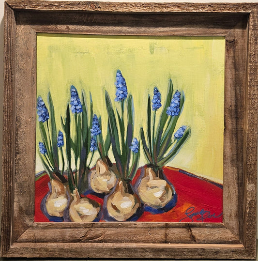 Muscari Emerging 12x12 Acrylic Painting