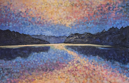 South Bay Sunset Glow 24x36 Acrylic Painting