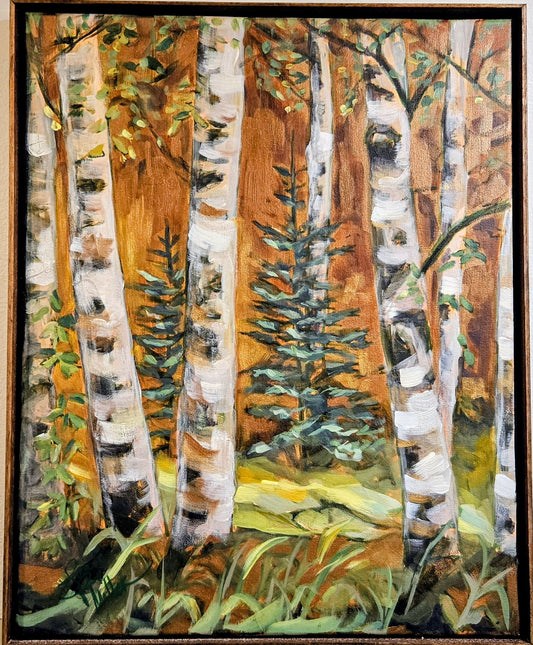 Copper Birch 18x24 Acrylic Painting
