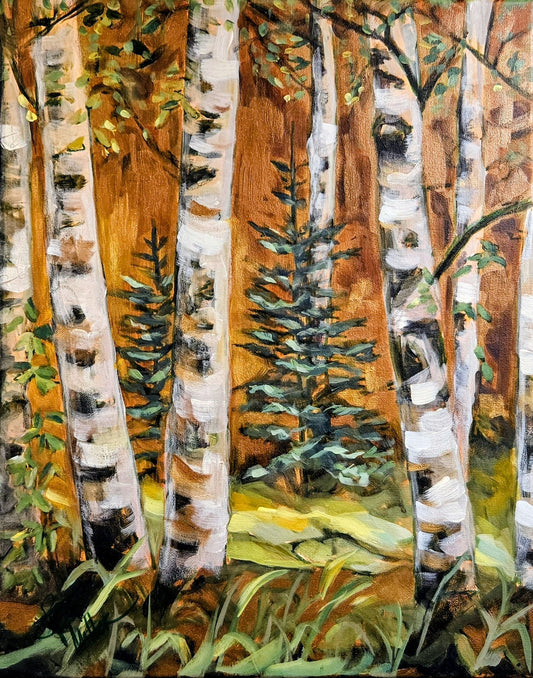 Copper Birch 18x24 Acrylic Painting