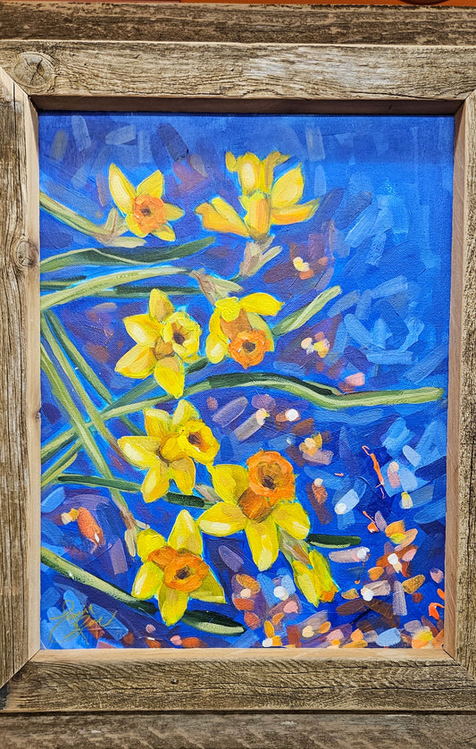 A Fistfull of Daffodils 21x25 Acrylic Painting