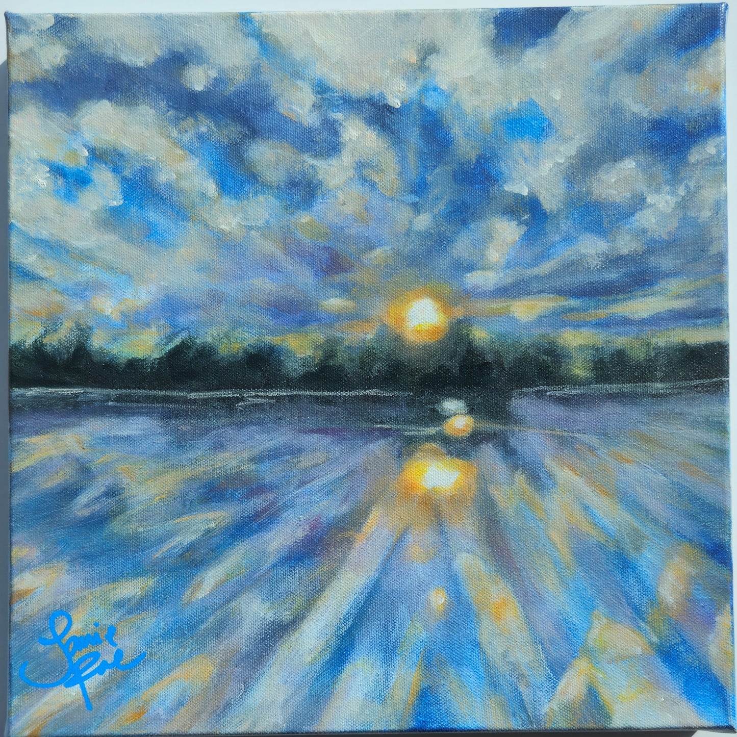 Tie Dye Sunset 12x12 Acrylic Painting